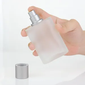 100ML 3.4OZ Refillable Spray Perfume Bottles large cosmetic Fine Mist Atomizer Empty Frosted Clear Glass Essential Oil Container for Travel Makeup Party Refill tool