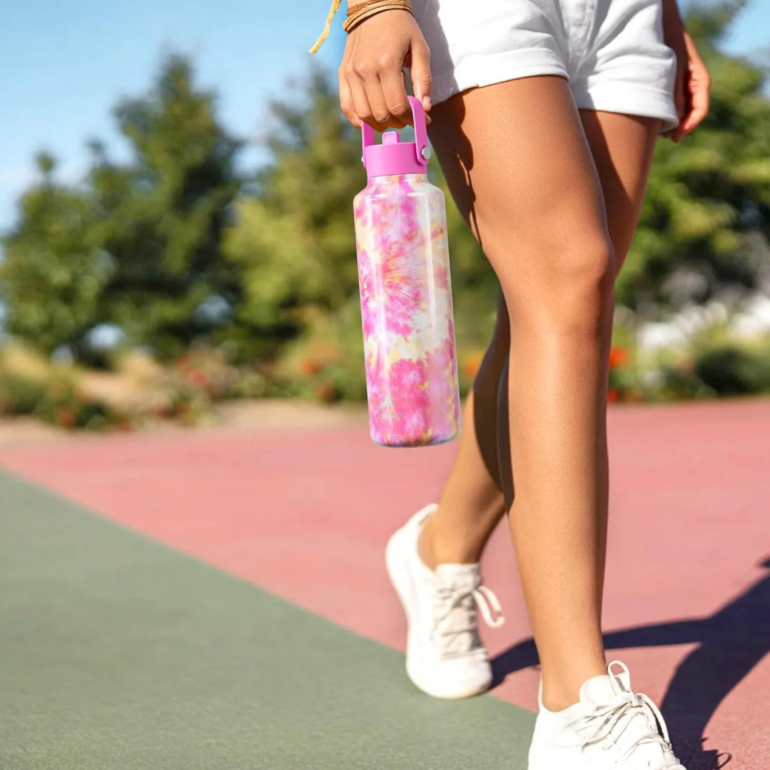 24 oz Vacuum Water Bottle for School: Lightweight, Leakproof, Flex Cap, BPA-Free, Cupholder Friendly, Vacuum Flask with Straw for Girl, College, Outdoors, Sport, Daily, Gift, Classroom (Citrus Dream)