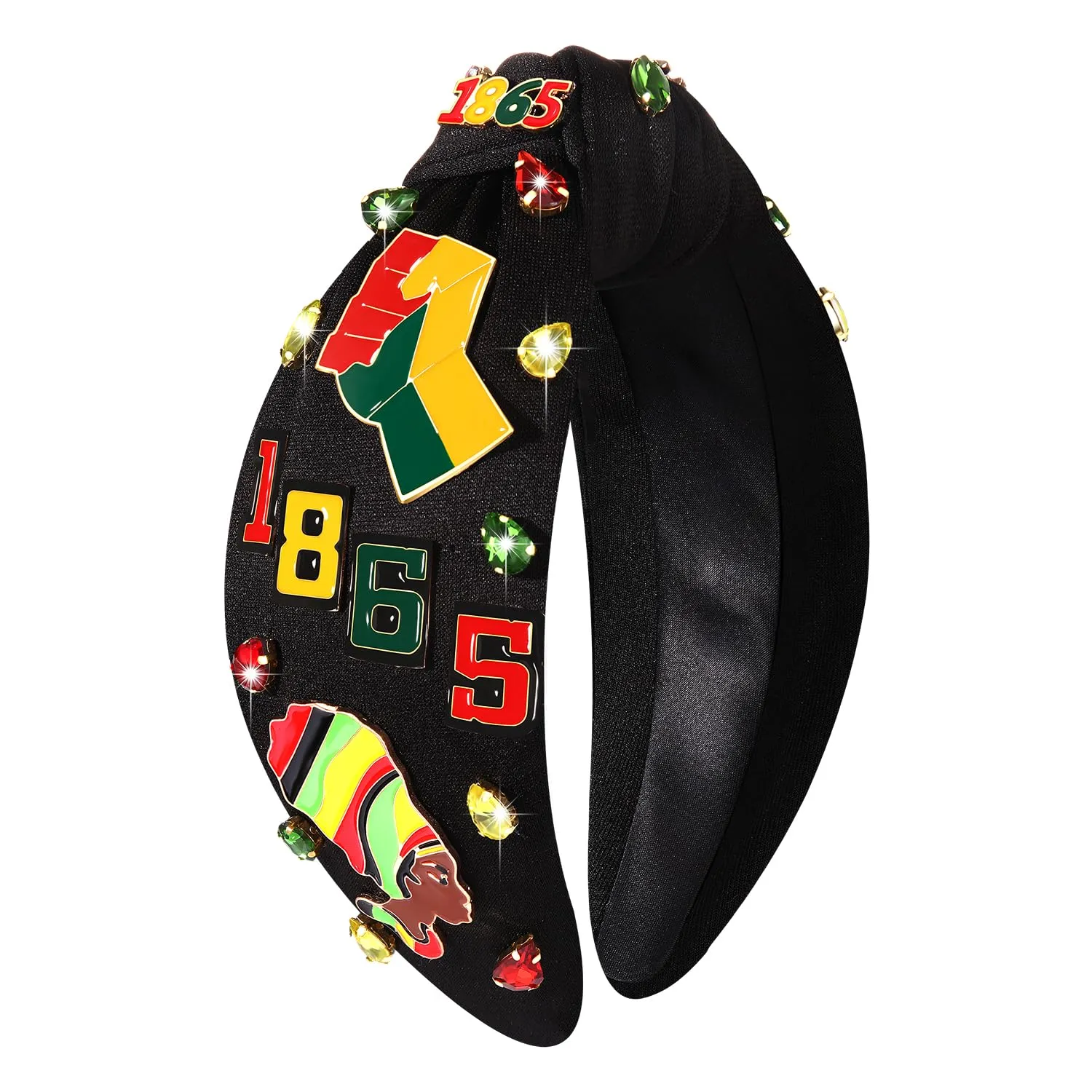 African Juneteenth Headbands for Women Black Women Queen Africa Map Headband Jeweled Rhinestone Wide Top Knot Headbands Black History Month Headband African Accessories Outfits Gifts (Pattern F)