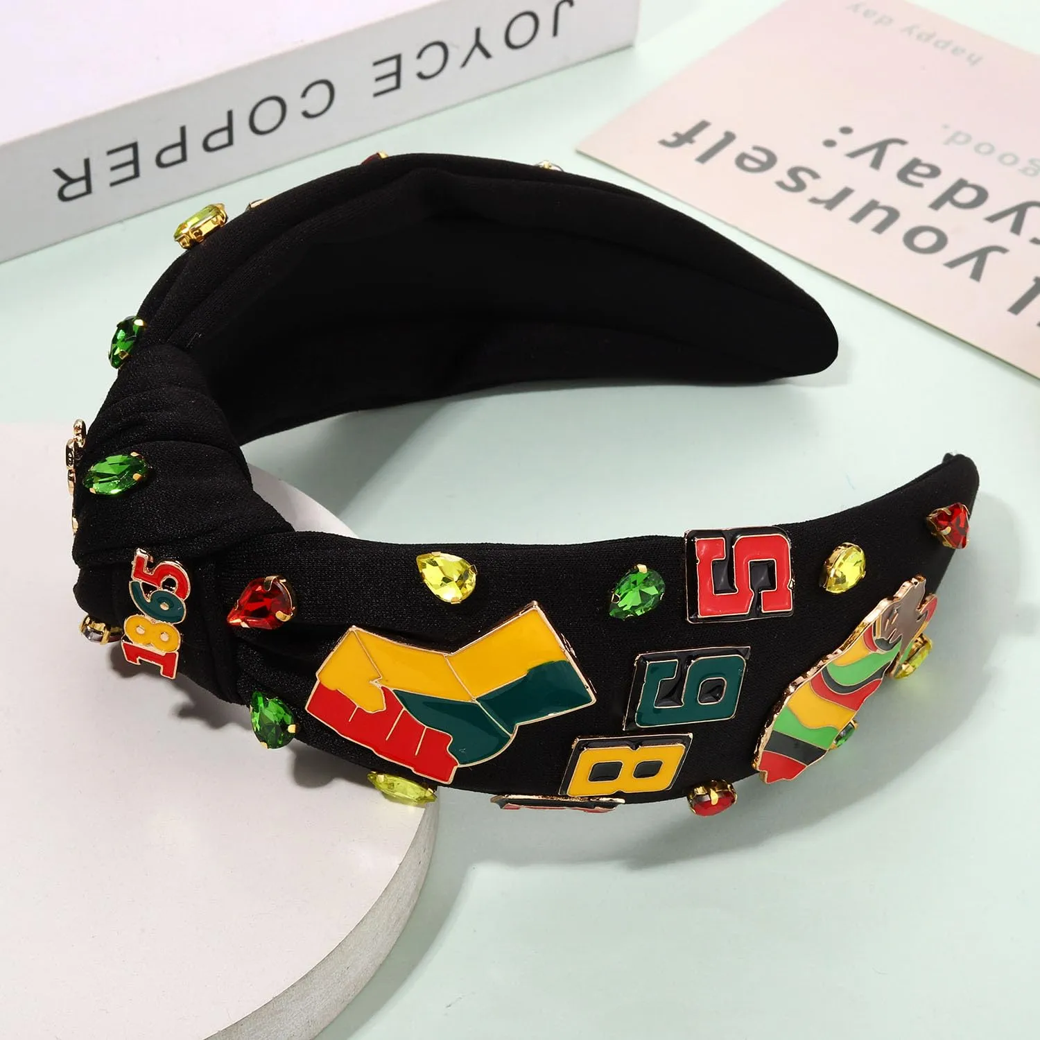 African Juneteenth Headbands for Women Black Women Queen Africa Map Headband Jeweled Rhinestone Wide Top Knot Headbands Black History Month Headband African Accessories Outfits Gifts (Pattern F)