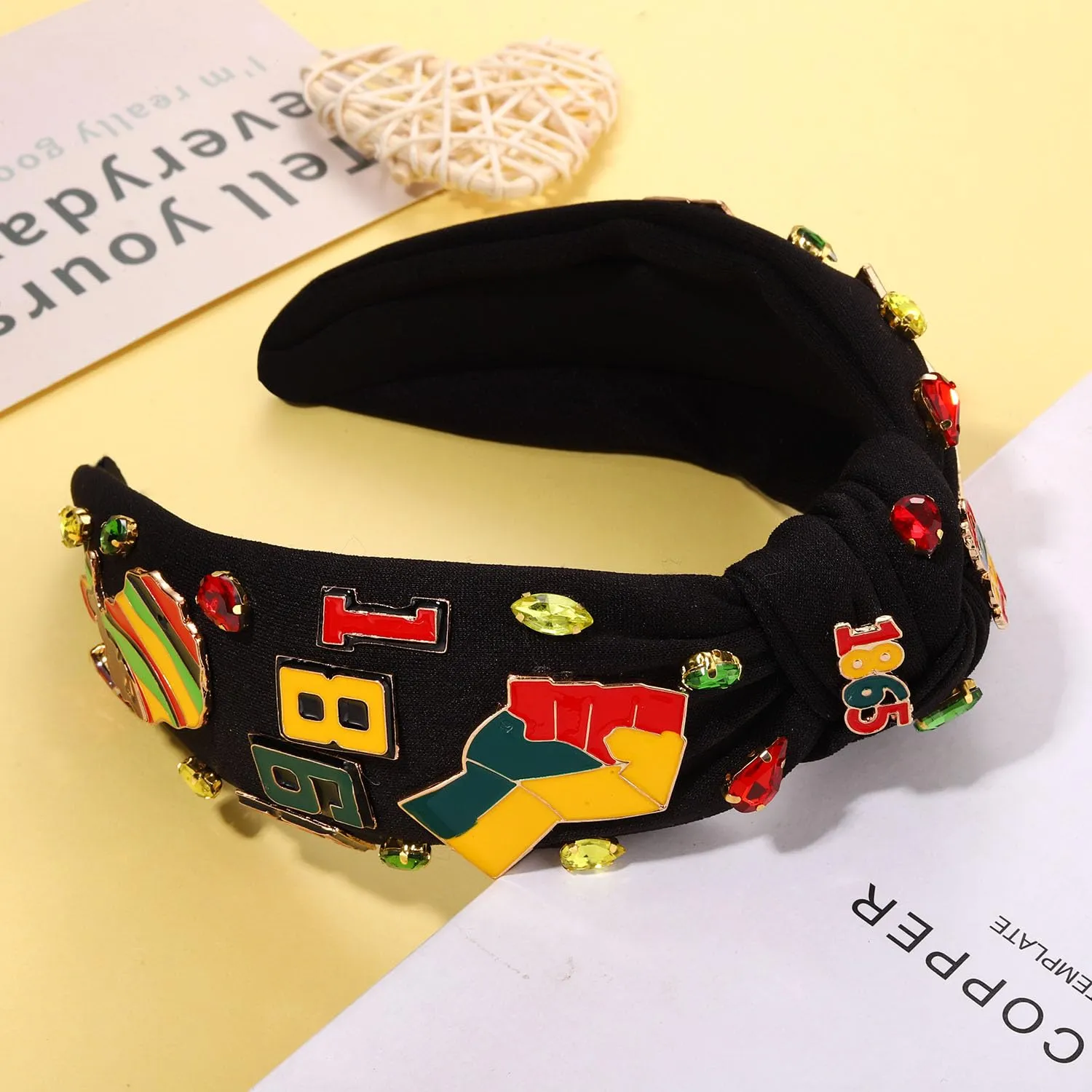 African Juneteenth Headbands for Women Black Women Queen Africa Map Headband Jeweled Rhinestone Wide Top Knot Headbands Black History Month Headband African Accessories Outfits Gifts (Pattern F)