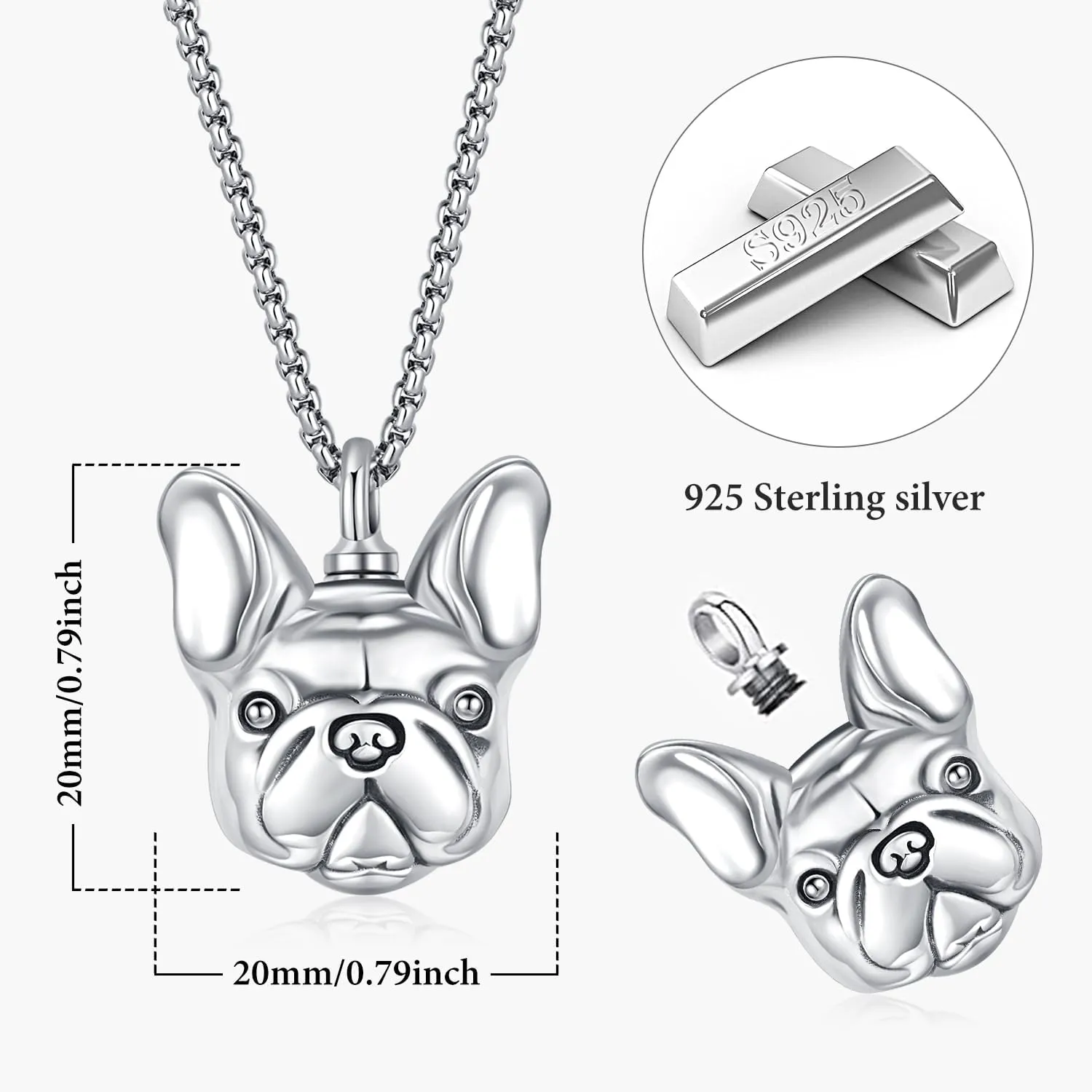Aniu Cremation Jewelry for Ashes S925 Sterling Silver Urn Necklace Memorial Necklace for Human Ashes of Loved Ones Keepsake Locket Pendant for Men Women