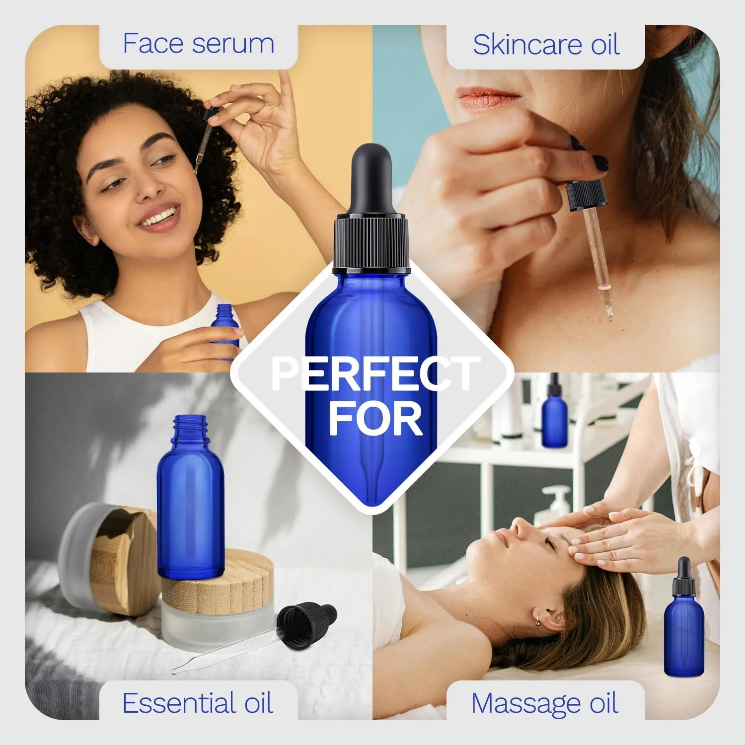 Bumobum Dropper Bottle 1 oz, 5 Pack Dark Glass Bottle with Dropper, 30ml Eye Dropper Bottle with 2 Extra Dropper, 1 Funnel, 1 Pipette & 8 Labels, Dropper for Essential Oils Serums Hair Oils Medicine