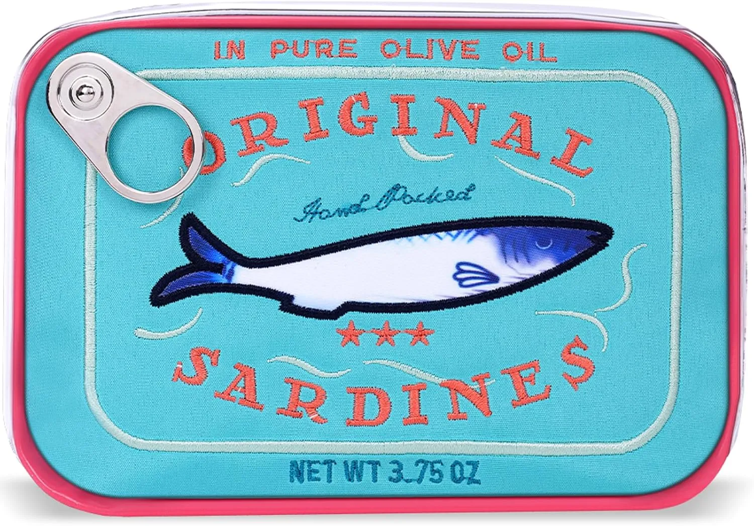 Cessfle Canned Sardines Makeup Bag, Funny Sardine Tin Fish Cosmetic Bag, Creative Cute Makeup Bag Kawaii Pencil Case Pouch, Coquette Make up Pouch for Women, 6.1*4.3*4.5inch, Blue mix Pink