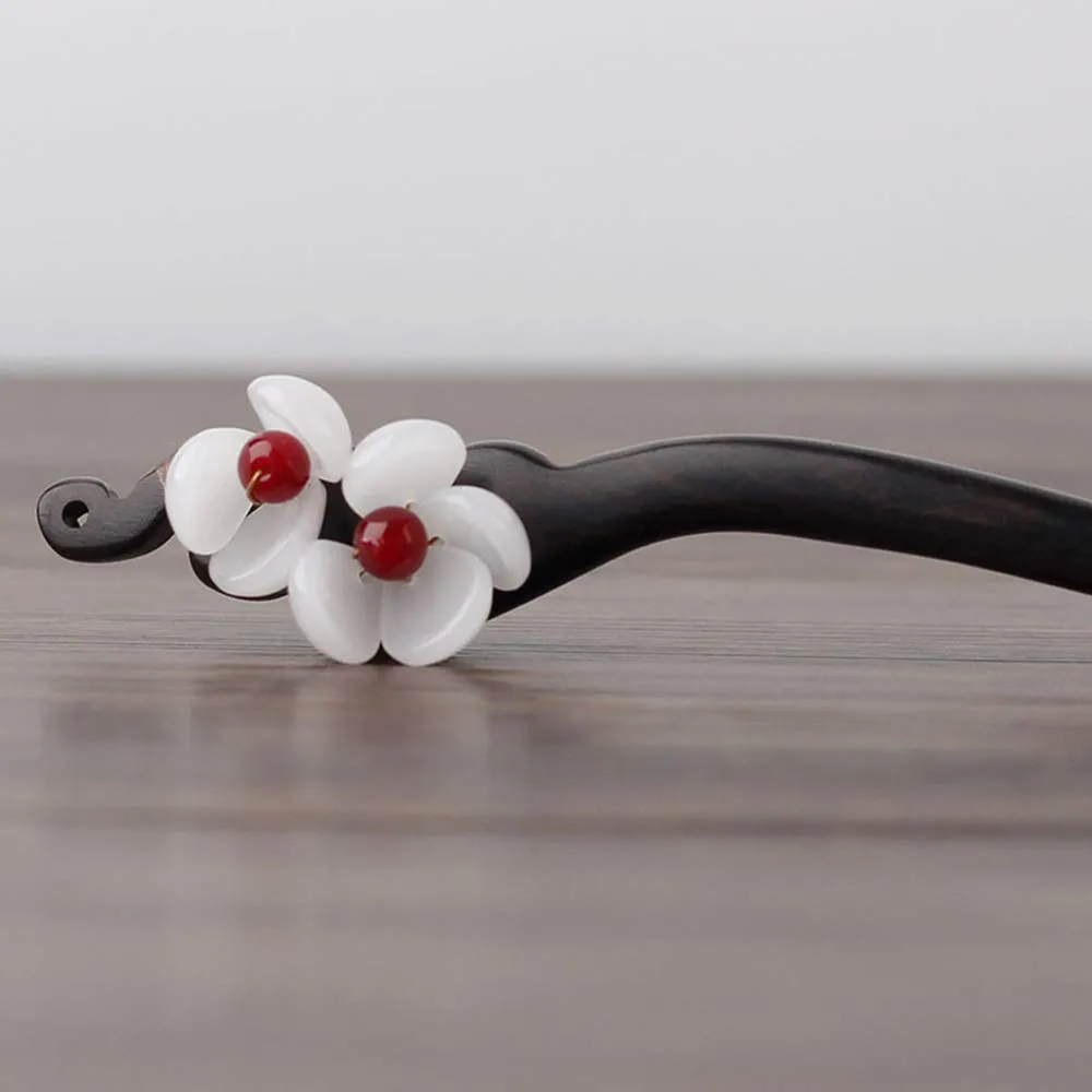 CHOISBEING Handmade Wooden Hair Stick Women Retro 1 Pack Hairpin Flower Decor Hair Chopsticks for Buns Model A