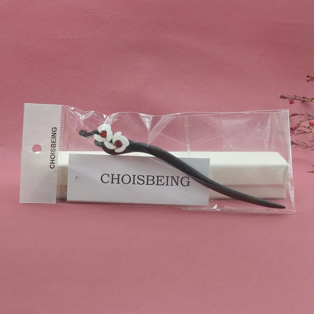 CHOISBEING Handmade Wooden Hair Stick Women Retro 1 Pack Hairpin Flower Decor Hair Chopsticks for Buns Model A
