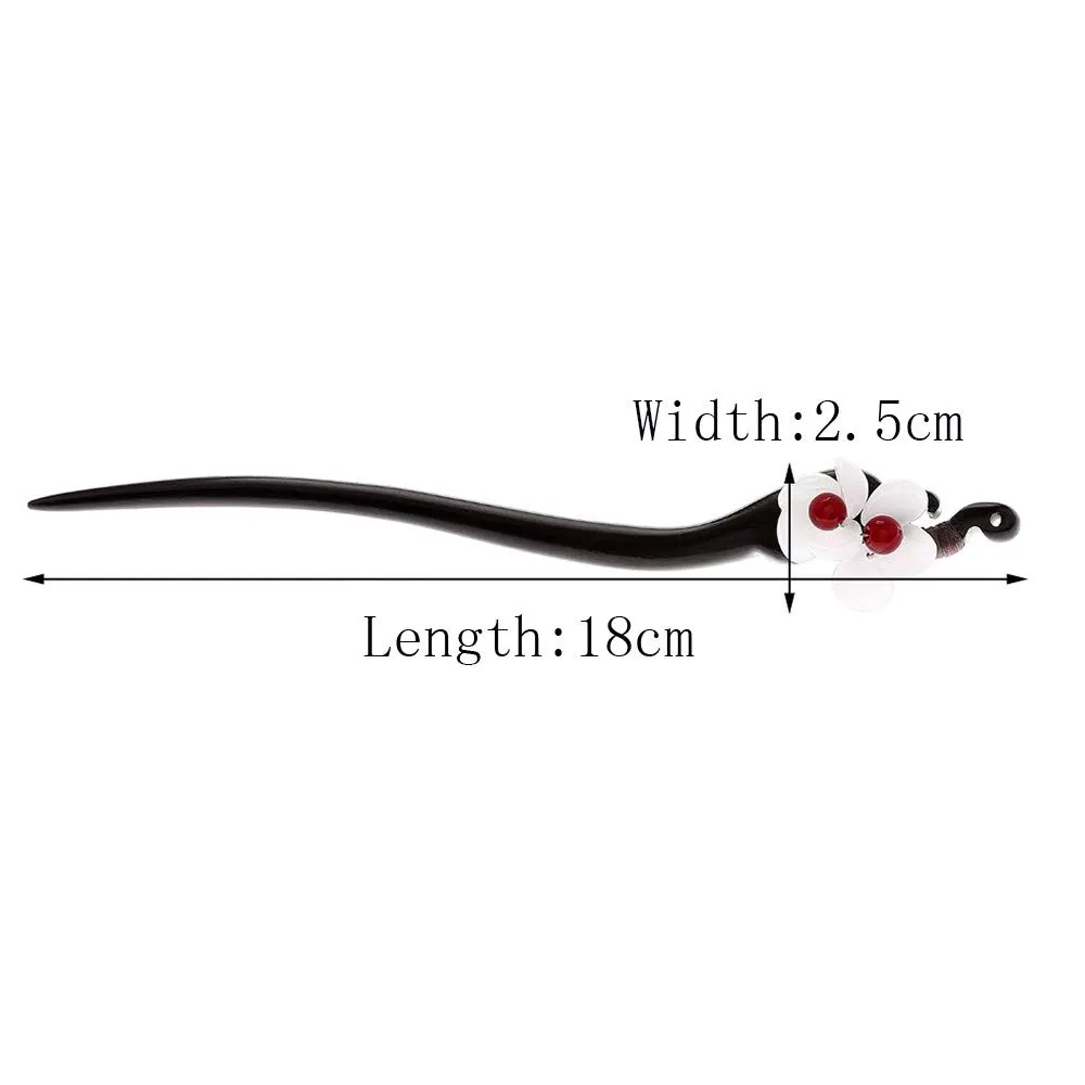 CHOISBEING Handmade Wooden Hair Stick Women Retro 1 Pack Hairpin Flower Decor Hair Chopsticks for Buns Model A