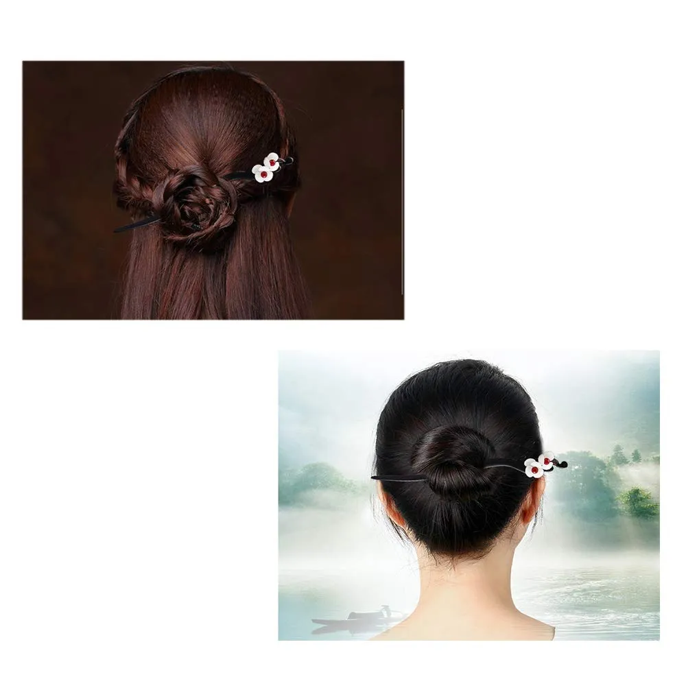 CHOISBEING Handmade Wooden Hair Stick Women Retro 1 Pack Hairpin Flower Decor Hair Chopsticks for Buns Model A