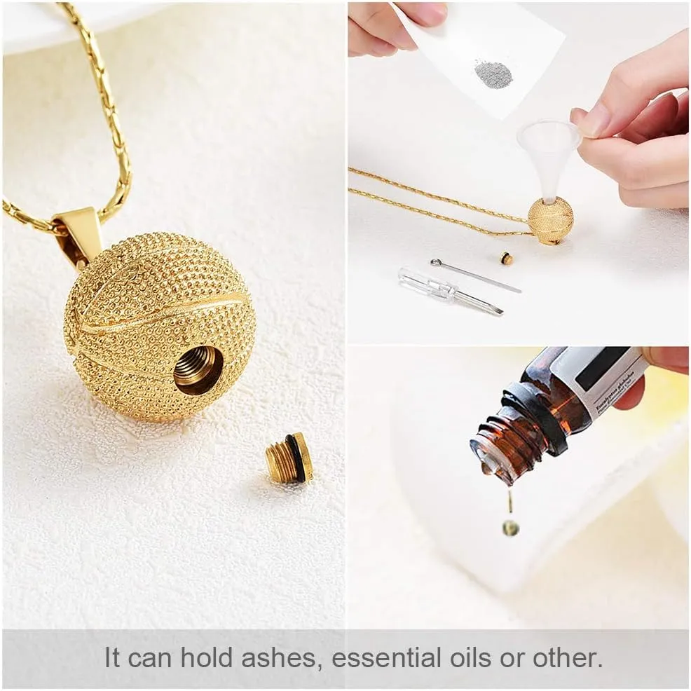 constantlife Cremation Jewelry for Ashes - Basketball Stainless Steel Memorial Pendant Urn Necklace Keepsake for Men Women