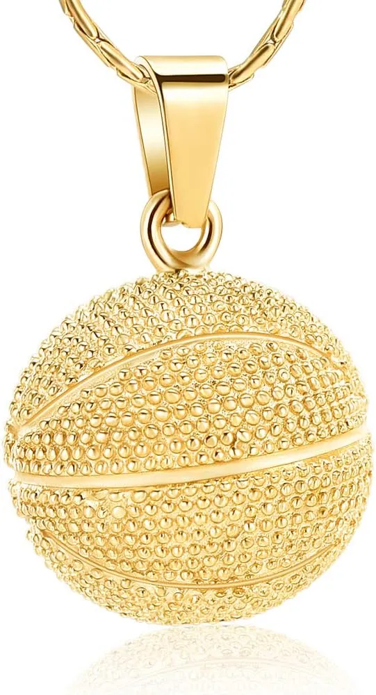 constantlife Cremation Jewelry for Ashes - Basketball Stainless Steel Memorial Pendant Urn Necklace Keepsake for Men Women
