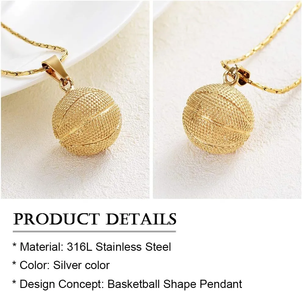 constantlife Cremation Jewelry for Ashes - Basketball Stainless Steel Memorial Pendant Urn Necklace Keepsake for Men Women
