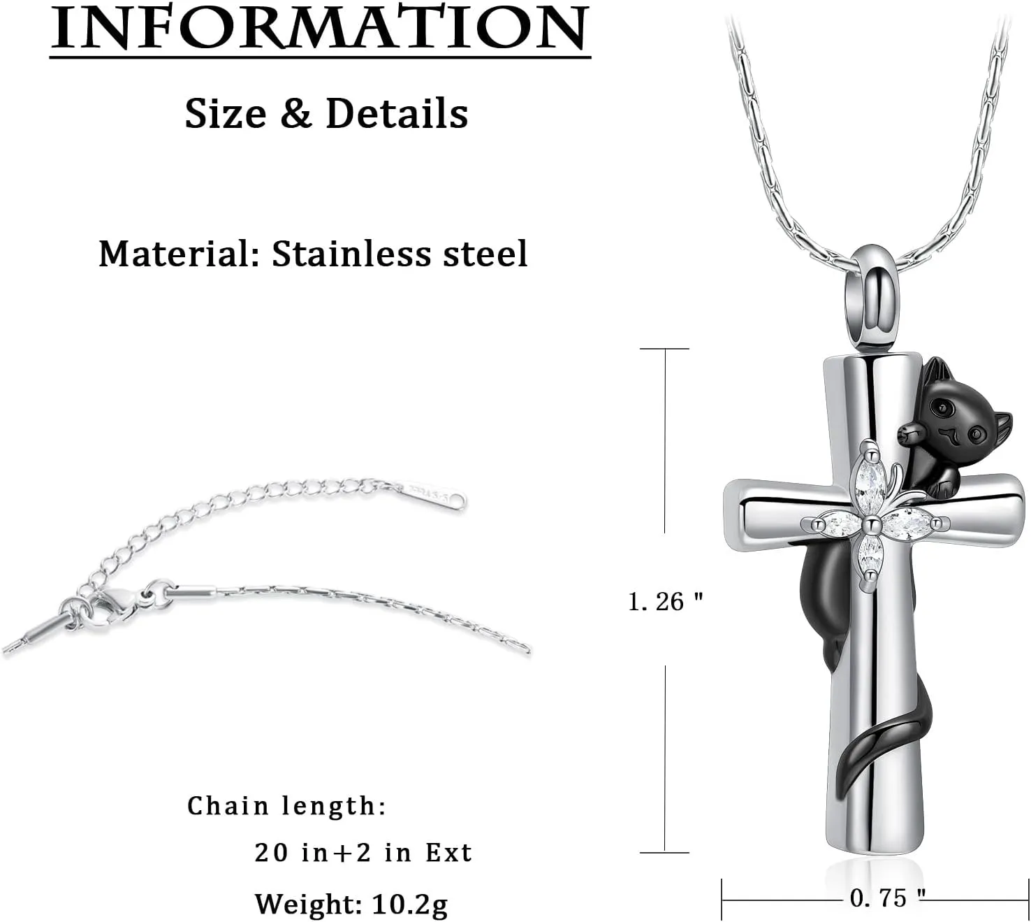 constantlife Cross Urn Necklace for Ashes for Women Men Cat Butterfly Memorial Pendant Cremation Jewelry Keepsake Human Pet Ashes Holder