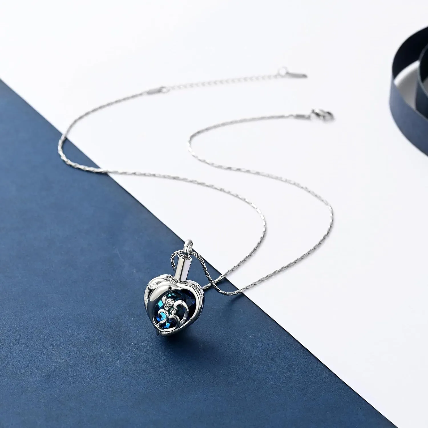 constantlife Dolphin Urn Necklace for Ashes Stainless Steel Cute Pendant Cremation Jewelry Memorial Loved Ones Ash Holder Keepsake Gift for Women Men