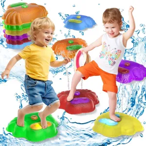 CozyBomB Light Up Stepping Stones for Kids | Splash Water Stepping Stones, Balance Toys for Toddlers 3-5, Preschool Summer Outdoor Pool Beach Water Toy, Birthday Holiday Party Gift for Boys & Girls