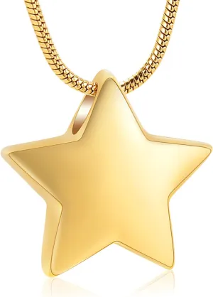 Cremation Jewelry Small Star Urn Necklace for Ashes for Women, Stainless Steel Memorial Necklace for Ashe Human Pet