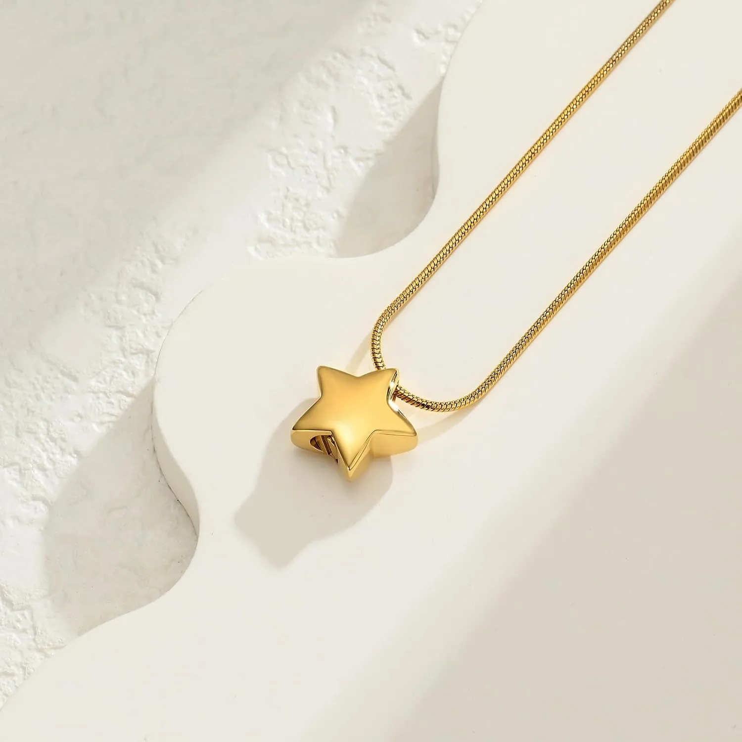 Cremation Jewelry Small Star Urn Necklace for Ashes for Women, Stainless Steel Memorial Necklace for Ashe Human Pet