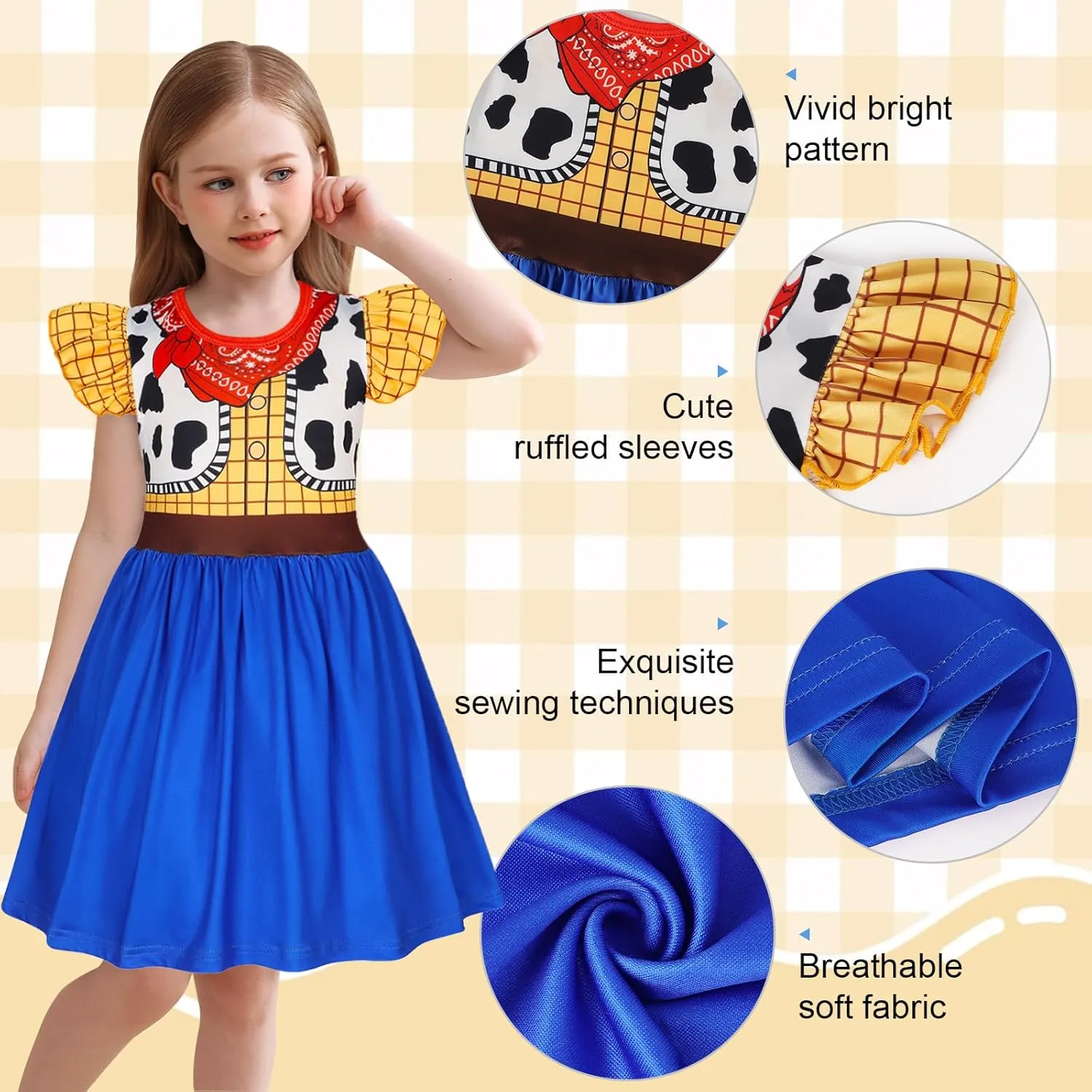 Eledobby Cowgirl Costume Girls Toddler Princess Dress Up Halloween Cosplay Outfits Christmas Birthday Gift