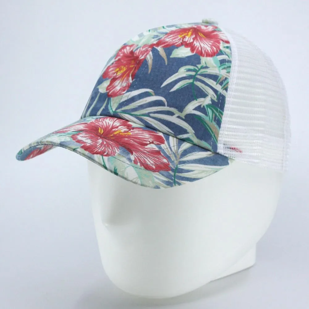 Floral Hawaiian Cotton Twill Adjustable Snapback Baseball Caps