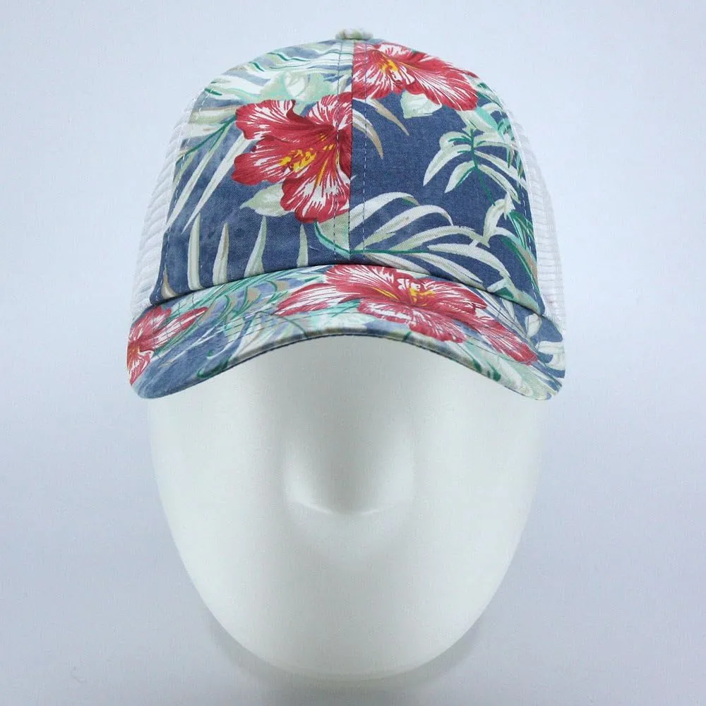 Floral Hawaiian Cotton Twill Adjustable Snapback Baseball Caps
