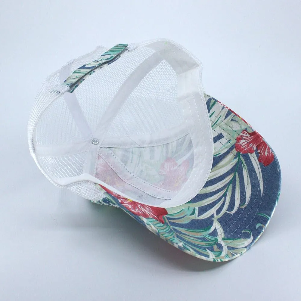 Floral Hawaiian Cotton Twill Adjustable Snapback Baseball Caps