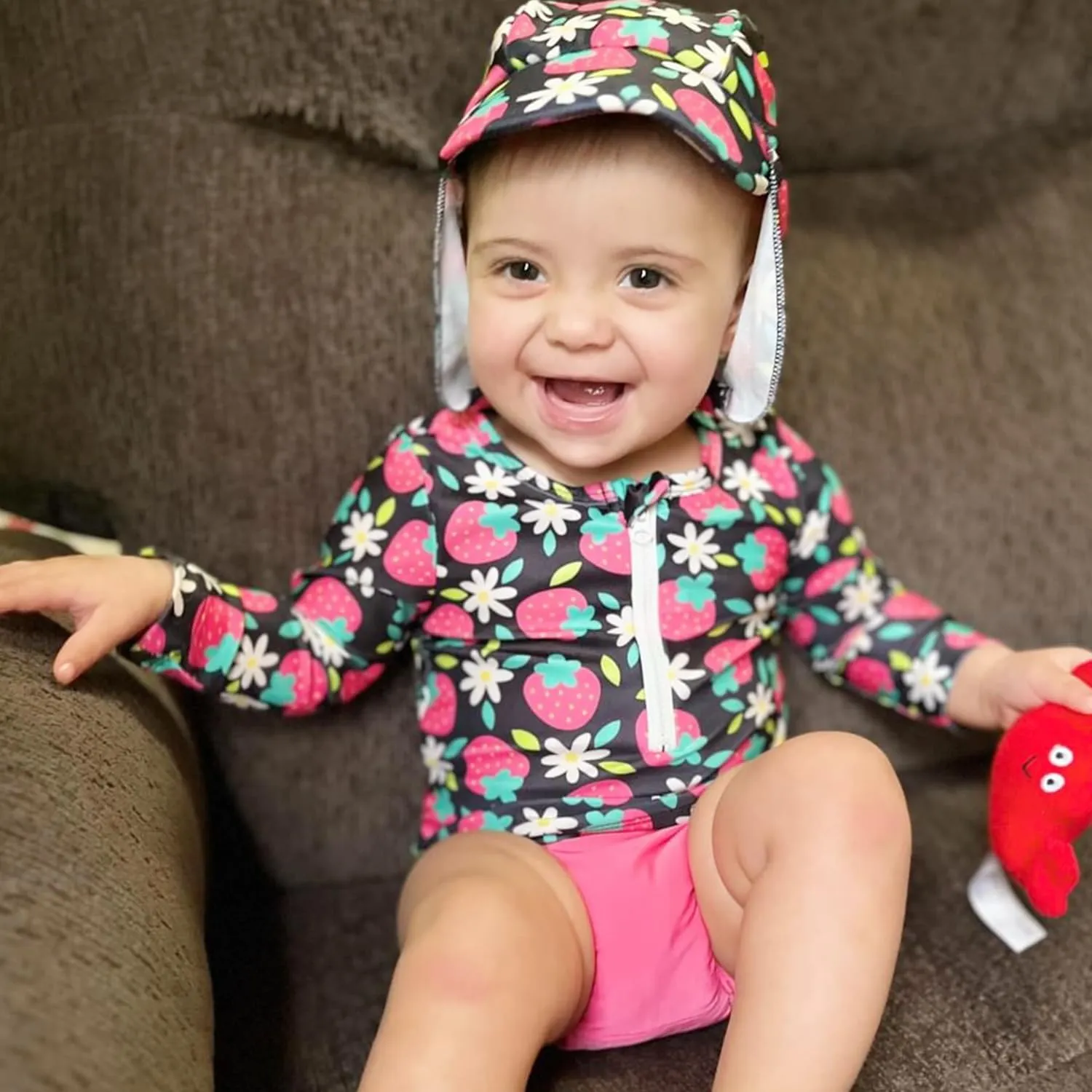 HINTINA Newborn Baby Girl Long Sleeve 2-Pieces Swimsuit Bathing Suit with Hat
