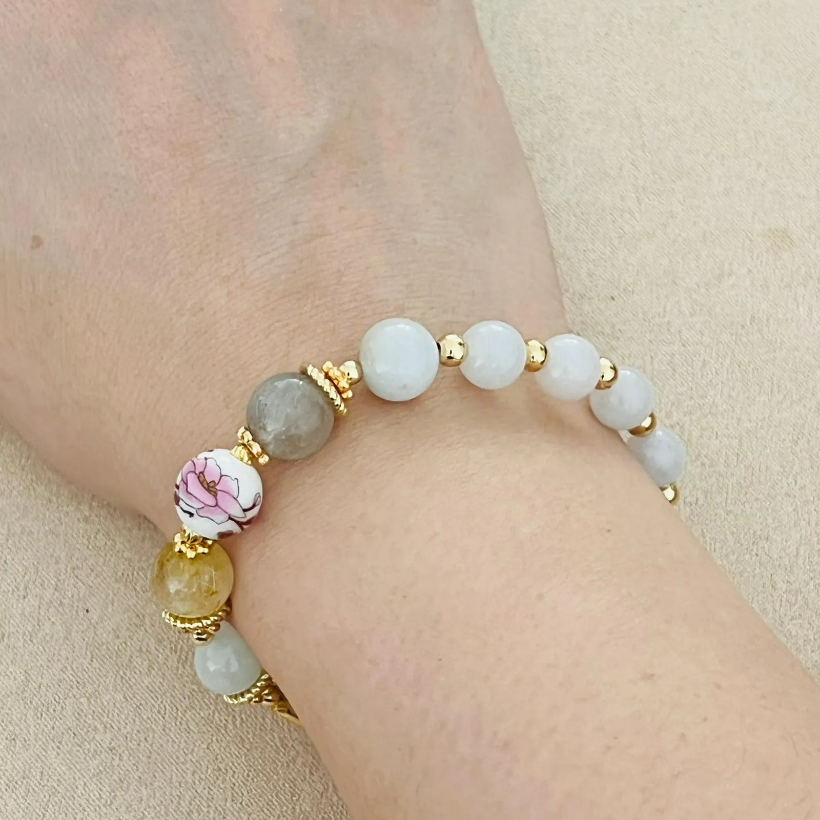 Jade & Mixed Rutilated Quartz Bracelet