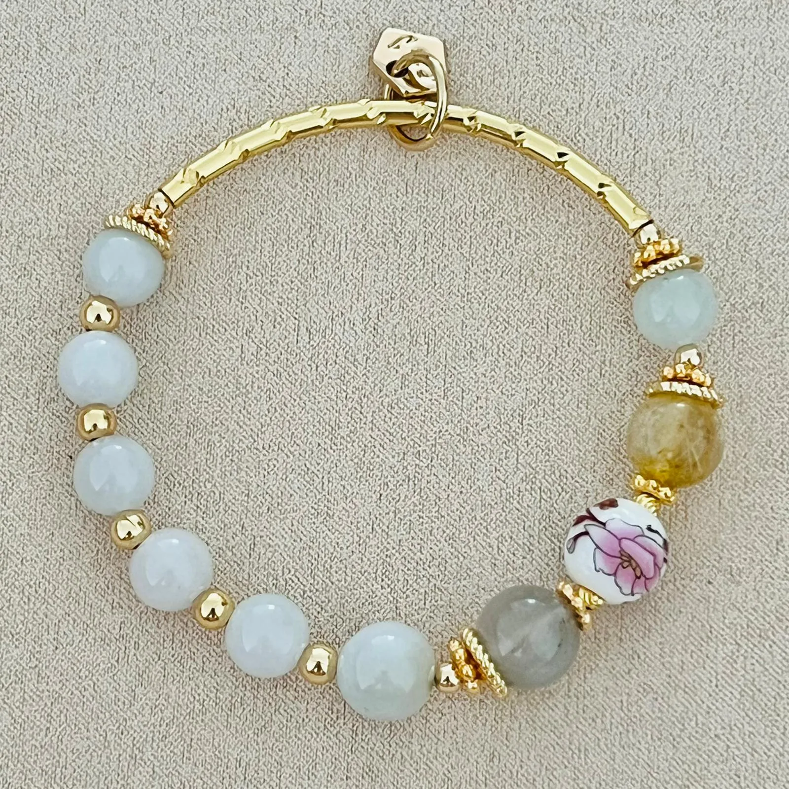 Jade & Mixed Rutilated Quartz Bracelet