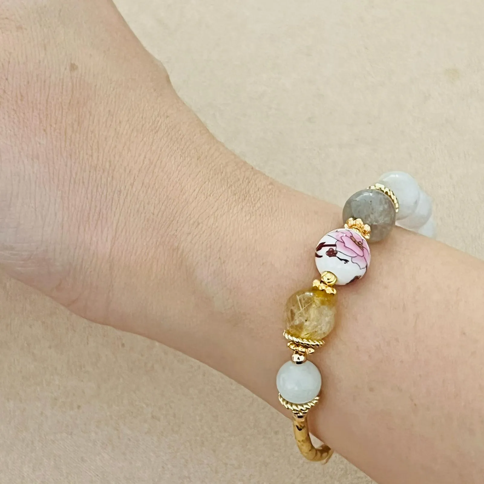 Jade & Mixed Rutilated Quartz Bracelet