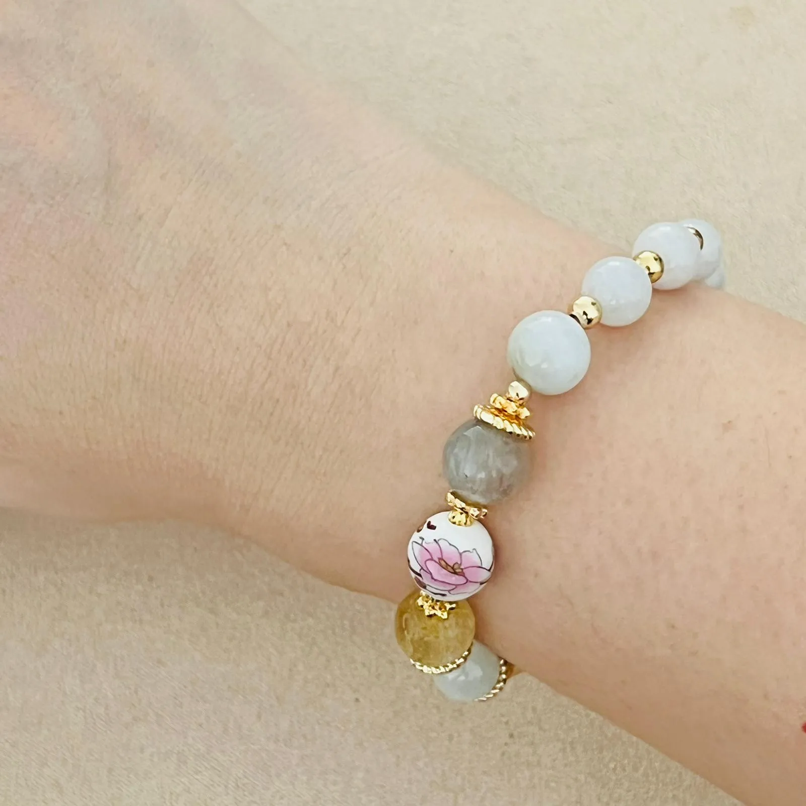 Jade & Mixed Rutilated Quartz Bracelet