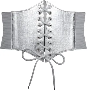 JASGOOD Womens Elastic Costume Waist Belt Lace-up Tied Waspie Corset Belts for Women