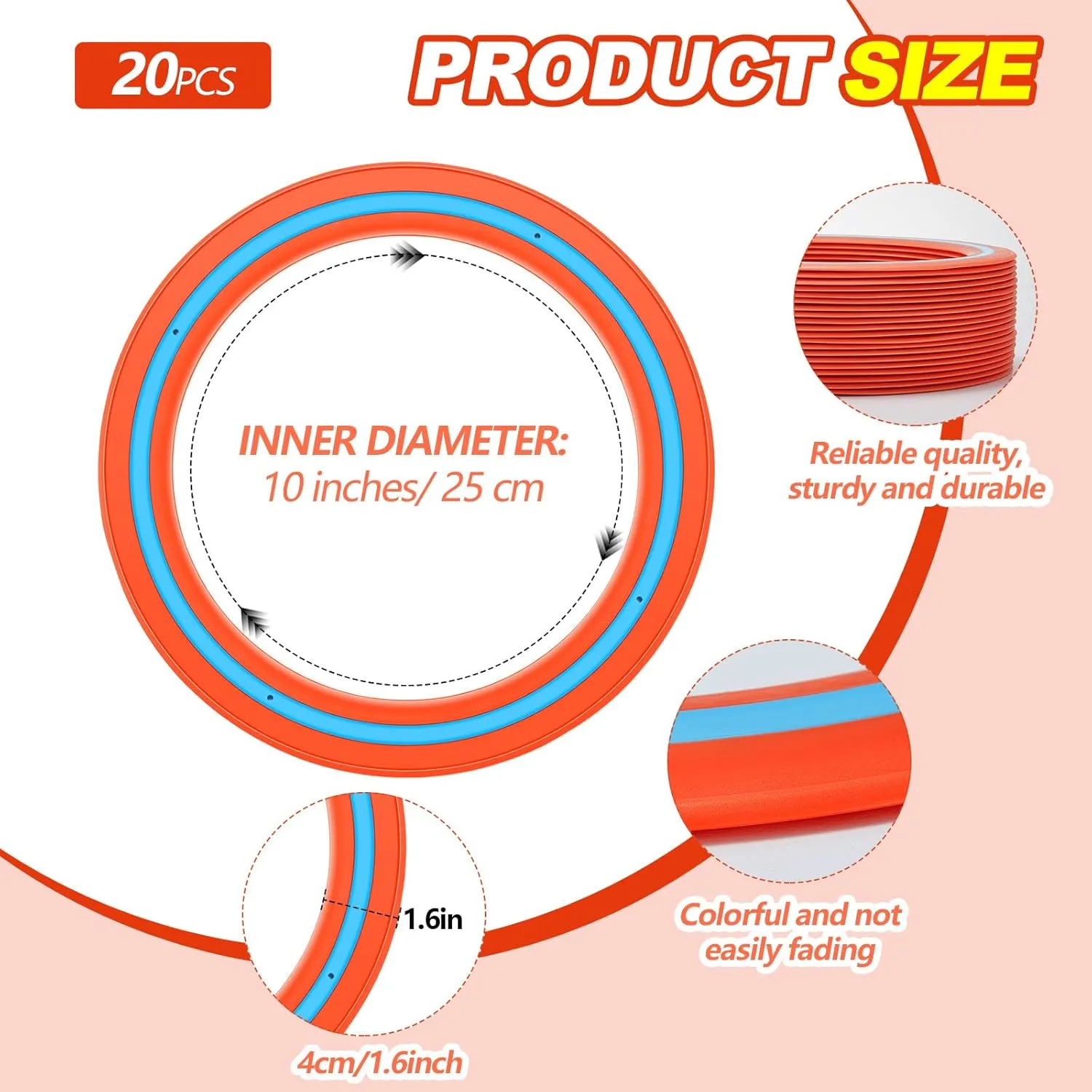 Jenaai 20 Pcs Flying Disc 10 Inch Flying Ring Adults Pool Disc for Family Outdoor Beach Lawn Backyard Garden Sport Playing Toss Game Gift