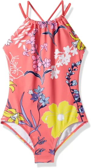 Kanu Surf Girls' Jasmine Beach Sport Halter One Piece Swimsuit