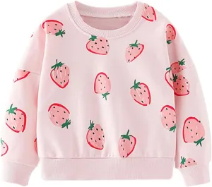 KISBINI Toddler Girl Rainbow Sweatshirt Cotton Crewneck Clothes Outfit for Baby Girls