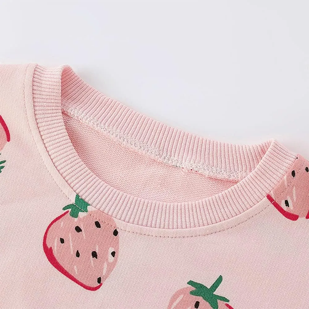 KISBINI Toddler Girl Rainbow Sweatshirt Cotton Crewneck Clothes Outfit for Baby Girls