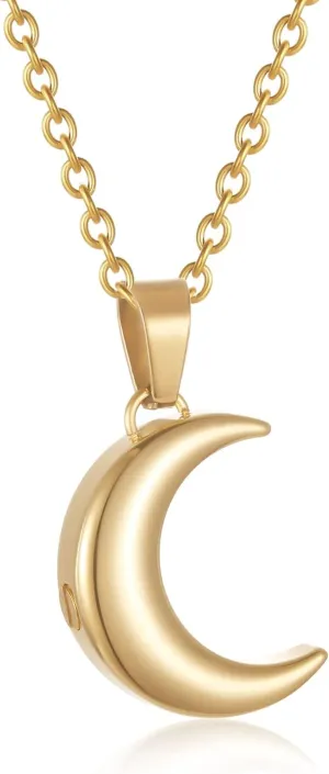 Moon Urn Necklaces for Ashes Stainless Steel Cremation Jewelry for Ashes Keepsake Urn Necklace for Human Pet Ashes Memorial Jewelry for Women Men Funeral Jewelry