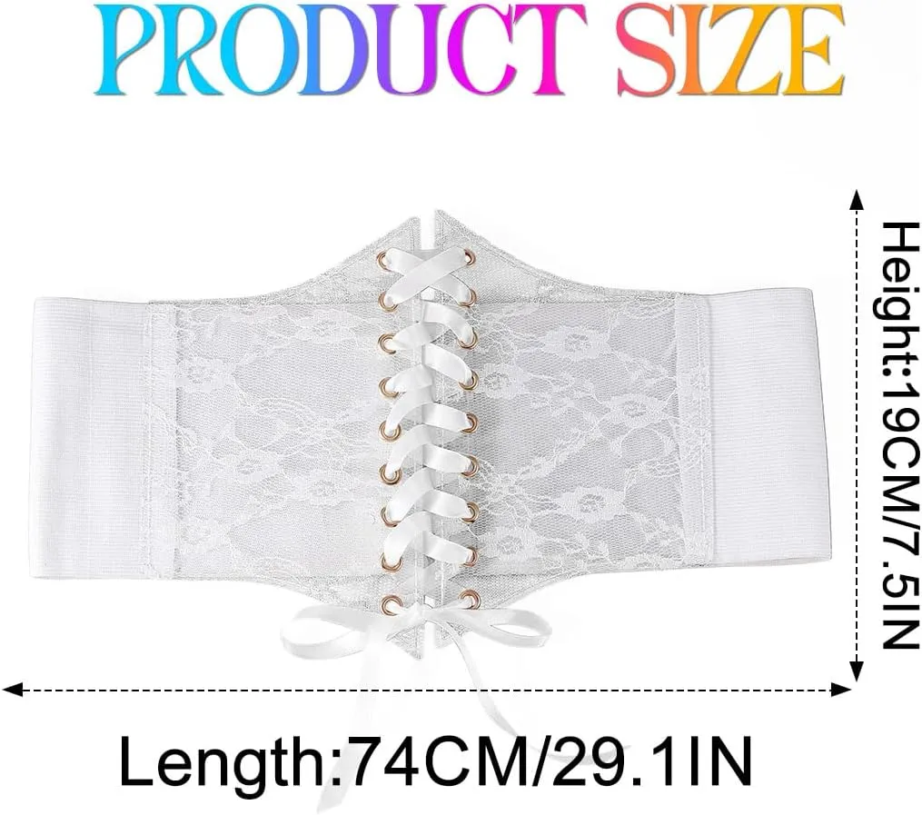 Nicute Wide Corset Dress Belt Women Elastic Lace Waist Belt Tied Waspie Waist Cinch for Women
