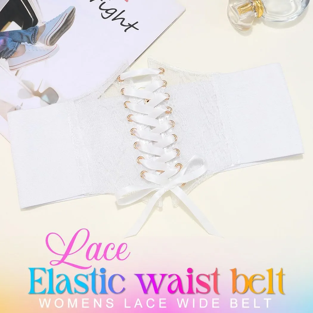 Nicute Wide Corset Dress Belt Women Elastic Lace Waist Belt Tied Waspie Waist Cinch for Women