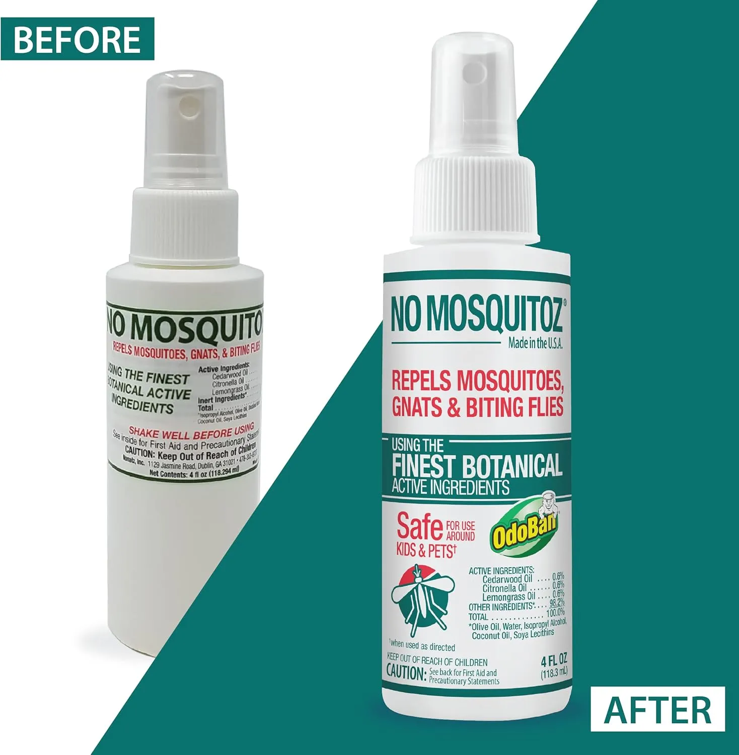 No Mosquitoz Botanical Bug Repellent, Effective for Gnat, Mosquito, and Biting Flies, Hand-Crafted and DEET-Free, Non-Greasy Formula, 8 Ounce Spray Bottle