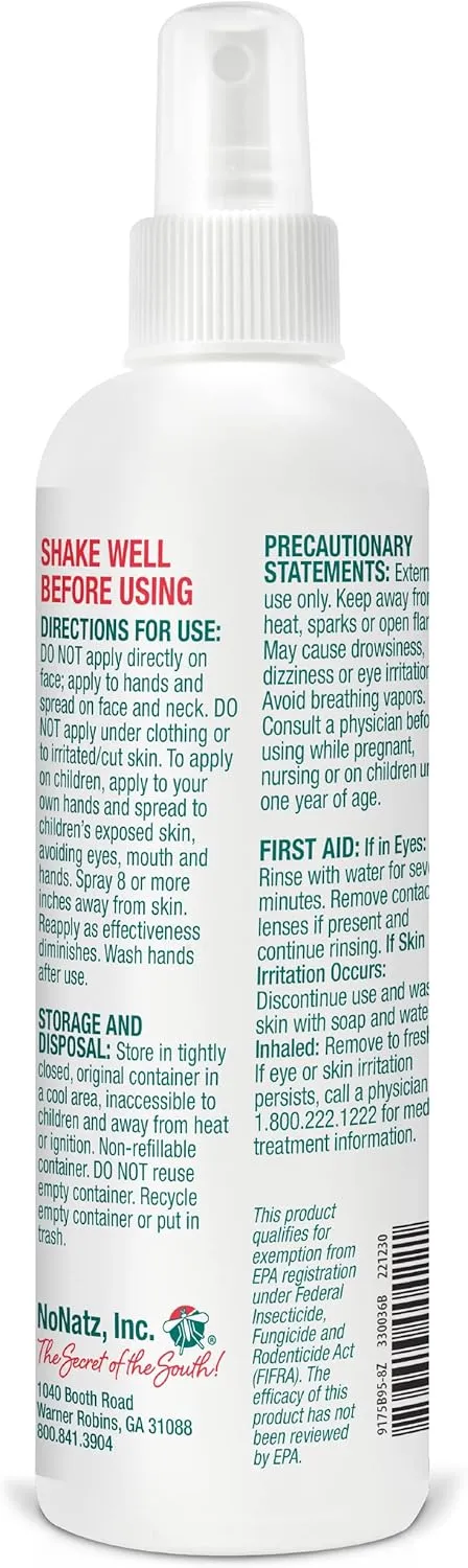 No Mosquitoz Botanical Bug Repellent, Effective for Gnat, Mosquito, and Biting Flies, Hand-Crafted and DEET-Free, Non-Greasy Formula, 8 Ounce Spray Bottle