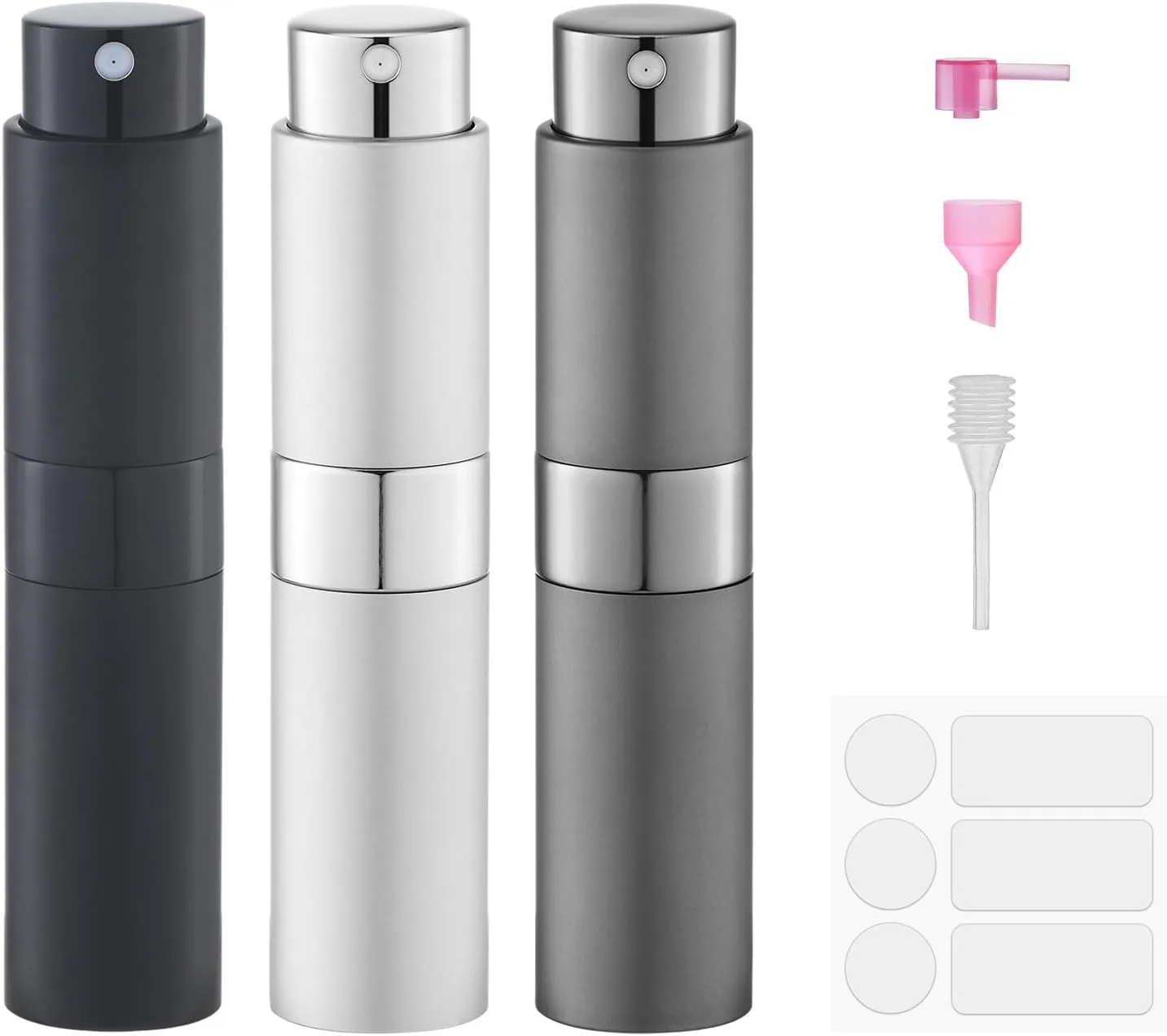 Perfume Atomizer Travel Bottle Refillable: Cologne Sprayer Portable for Men - Mini Spray Empty for Refill - 8ml Small Size Grey