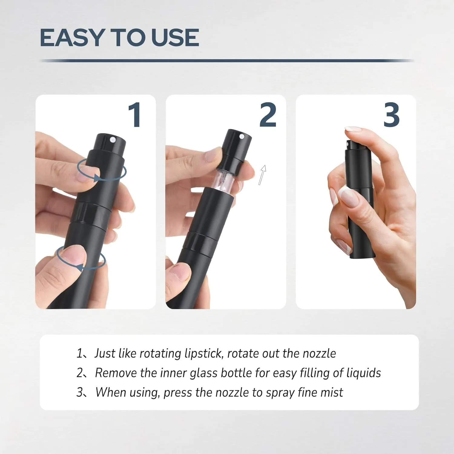 Perfume Atomizer Travel Bottle Refillable: Cologne Sprayer Portable for Men - Mini Spray Empty for Refill - 8ml Small Size Grey