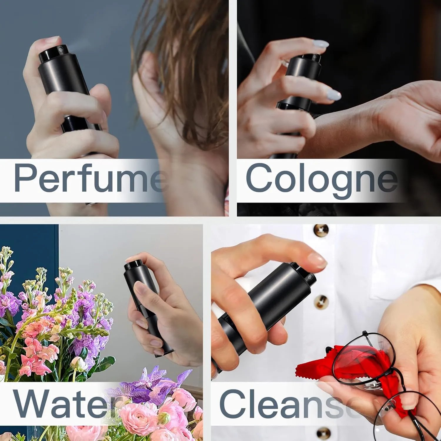 Perfume Travel Refillable Atomizer Bottle: Cologne Spray Mini for Refill - Empty Fragrance Sprayer for Men - Large Size 20ML - Black 2PCS