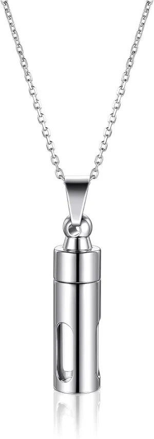 Personalized Master Free Engraving Custom Engraved Stainless Steel Openable Container Tube Urn Keepsake Cremation Memorial Pendant Necklace for Ashes