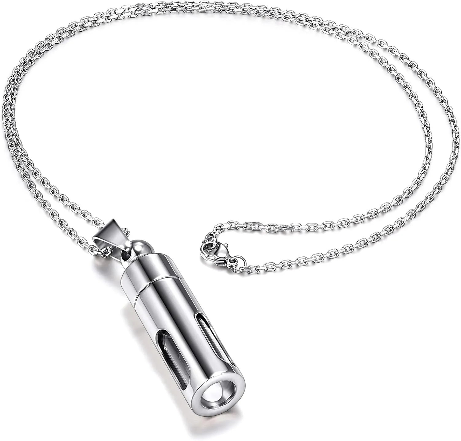 Personalized Master Free Engraving Custom Engraved Stainless Steel Openable Container Tube Urn Keepsake Cremation Memorial Pendant Necklace for Ashes