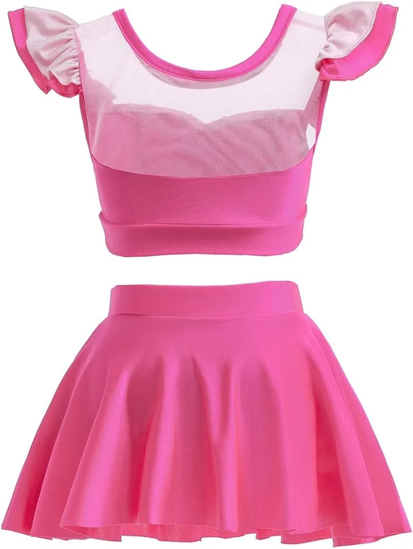 REXREII Girls Princess Swimsuits Two-Piece Tankini Set Beach Surf Birthday Swimming Party Bathing Suits Fancy Swimwear