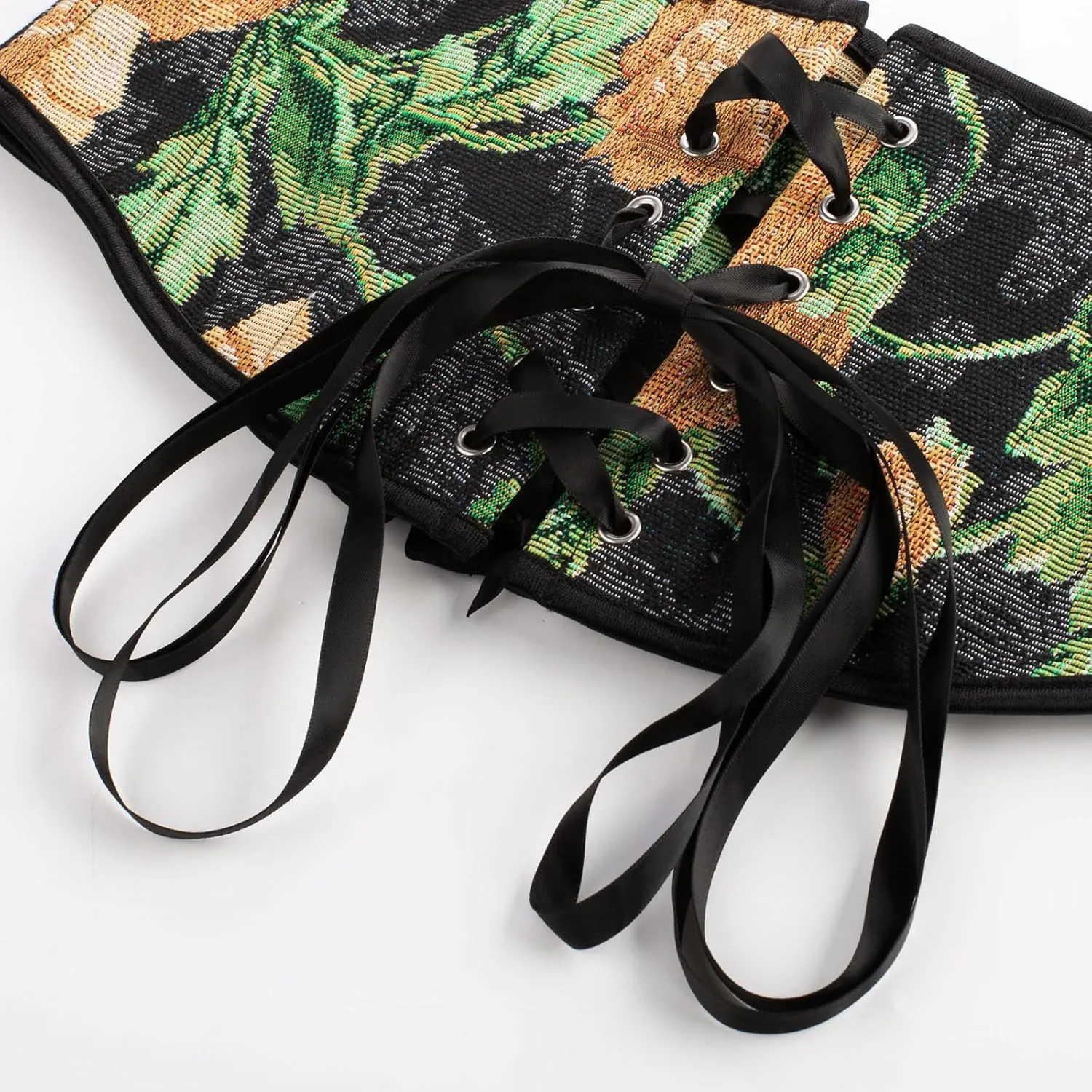 Scarlet Darkness Renaissance Corset Belt for Women Lace Up Floral Wide Waist Belt for Dresses