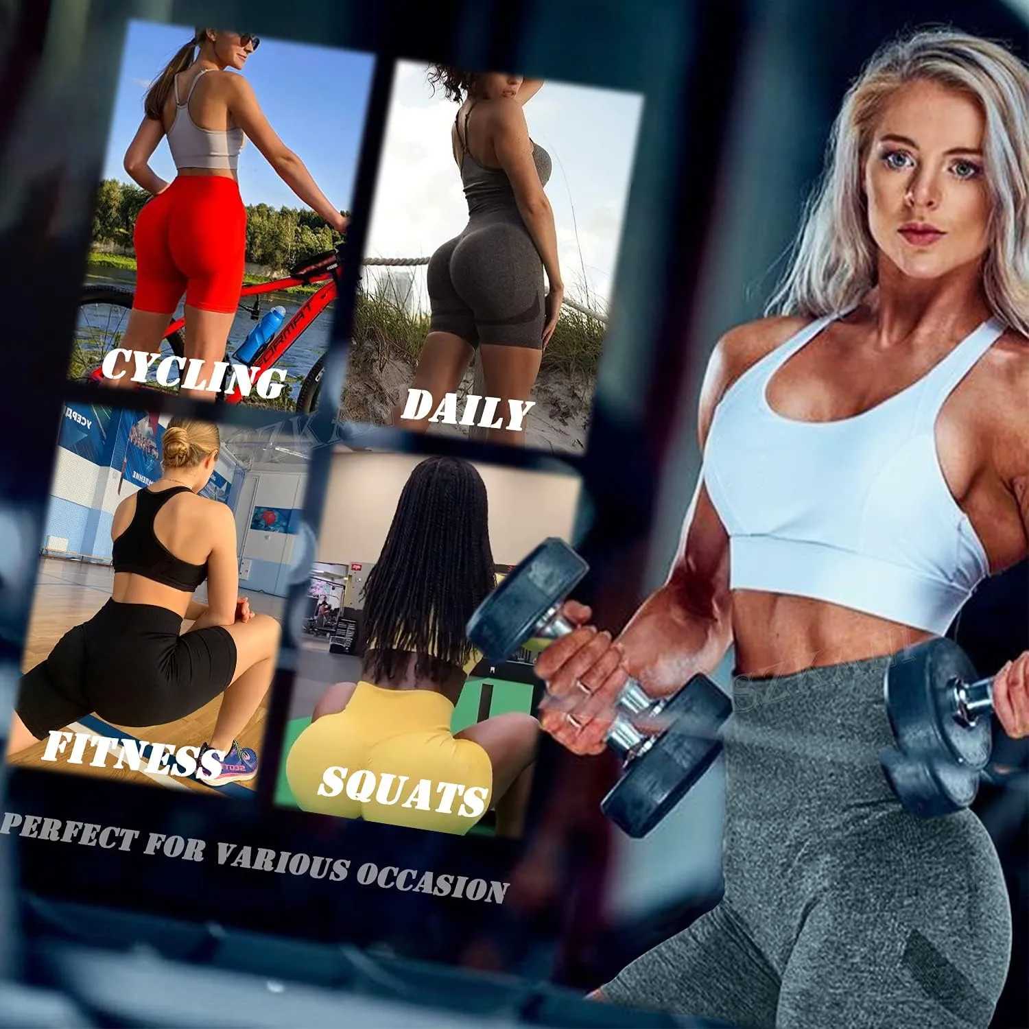 Scrunch Butt Lifting Seamless Shorts for Women High Waist Tummy Control Workout Biker Shorts Ruched Booty Lifting Leggings