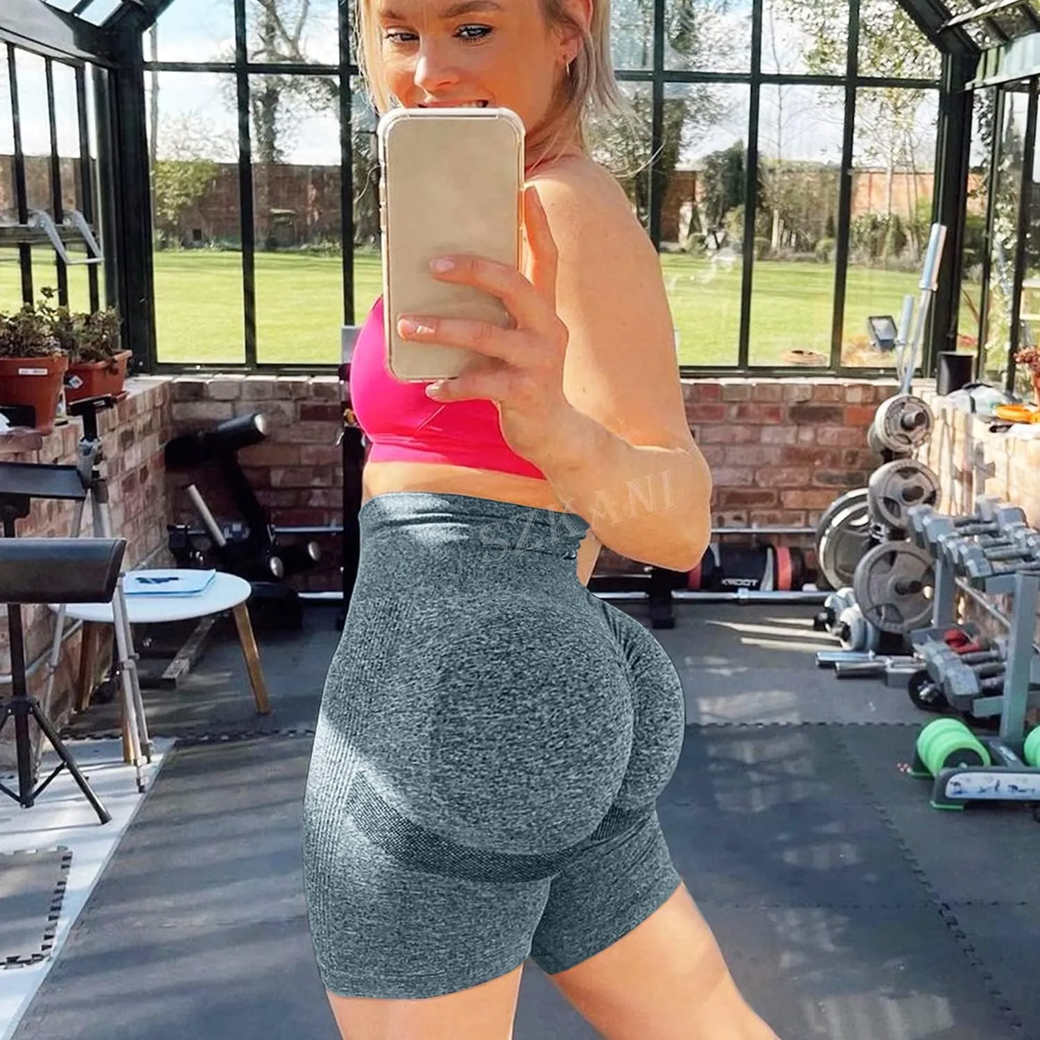Scrunch Butt Lifting Seamless Shorts for Women High Waist Tummy Control Workout Biker Shorts Ruched Booty Lifting Leggings