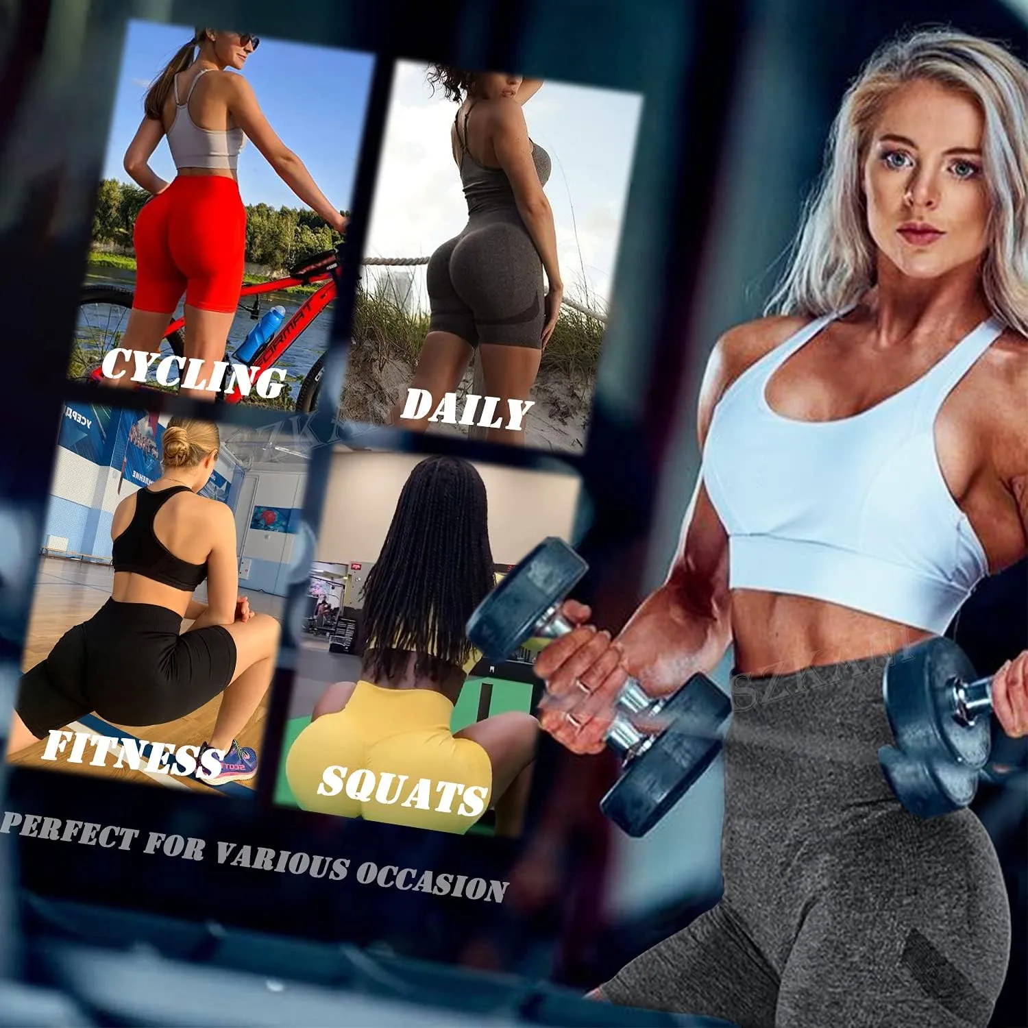 Scrunch Butt Lifting Seamless Shorts for Women High Waist Tummy Control Workout Biker Shorts Ruched Booty Lifting Leggings