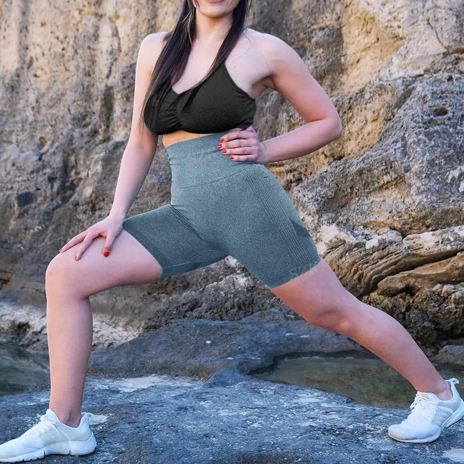 Scrunch Butt Lifting Seamless Shorts for Women High Waist Tummy Control Workout Biker Shorts Ruched Booty Lifting Leggings